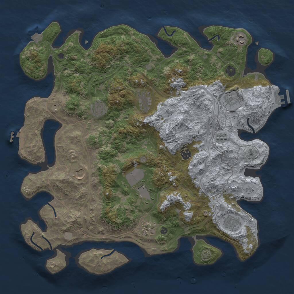 Rust Map: Procedural Map, Size: 4250, Seed: 443441628, 16 Monuments