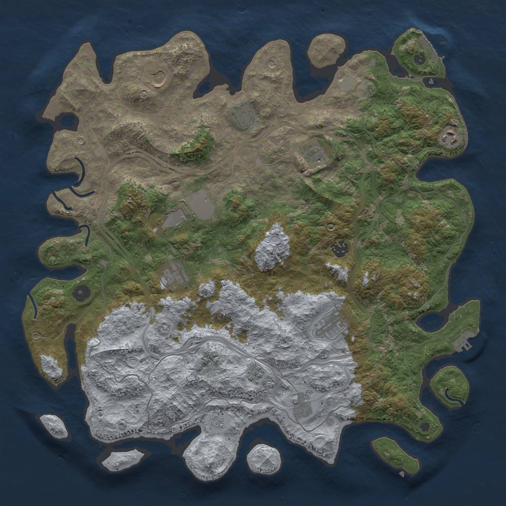 Rust Map: Procedural Map, Size: 4500, Seed: 791933169, 17 Monuments