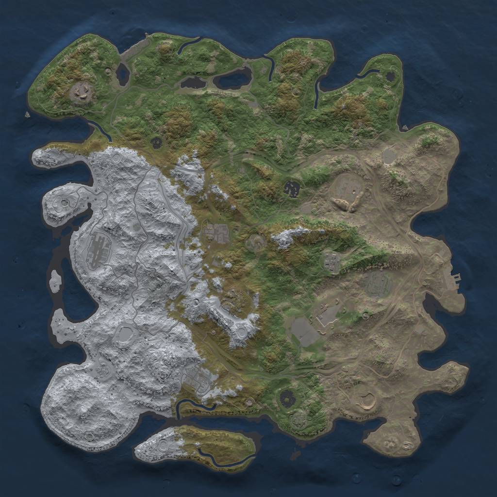 Rust Map: Procedural Map, Size: 4500, Seed: 140665502, 18 Monuments