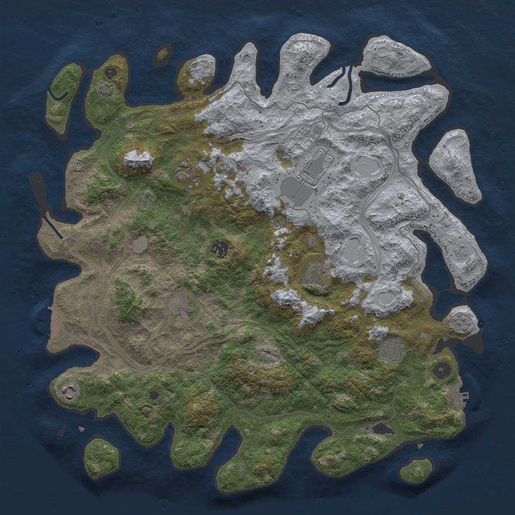 Rust Map: Procedural Map, Size: 4500, Seed: 875458, 16 Monuments
