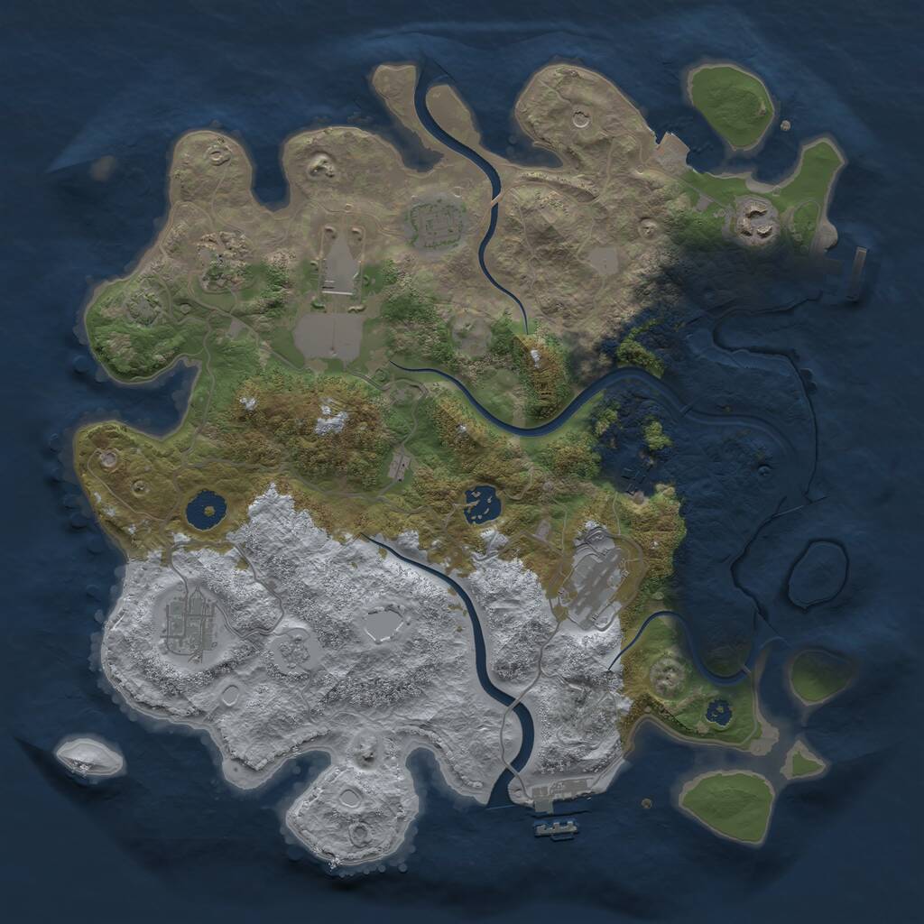 Rust Map: Procedural Map, Size: 3600, Seed: 20604, 14 Monuments