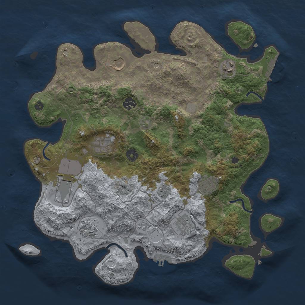 Rust Map: Procedural Map, Size: 3600, Seed: 20604, 16 Monuments