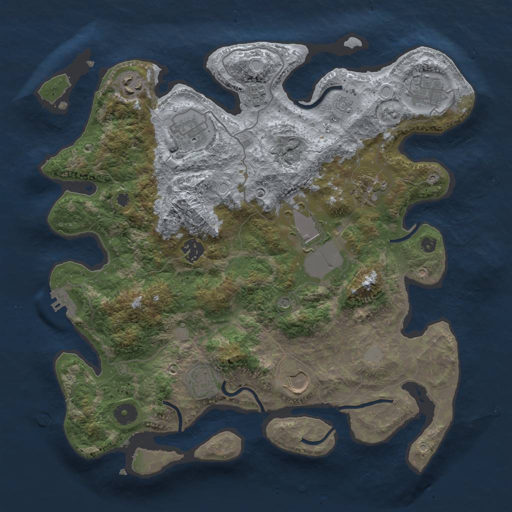 Rust Map: Procedural Map, Size: 3500, Seed: 909899362, 15 Monuments