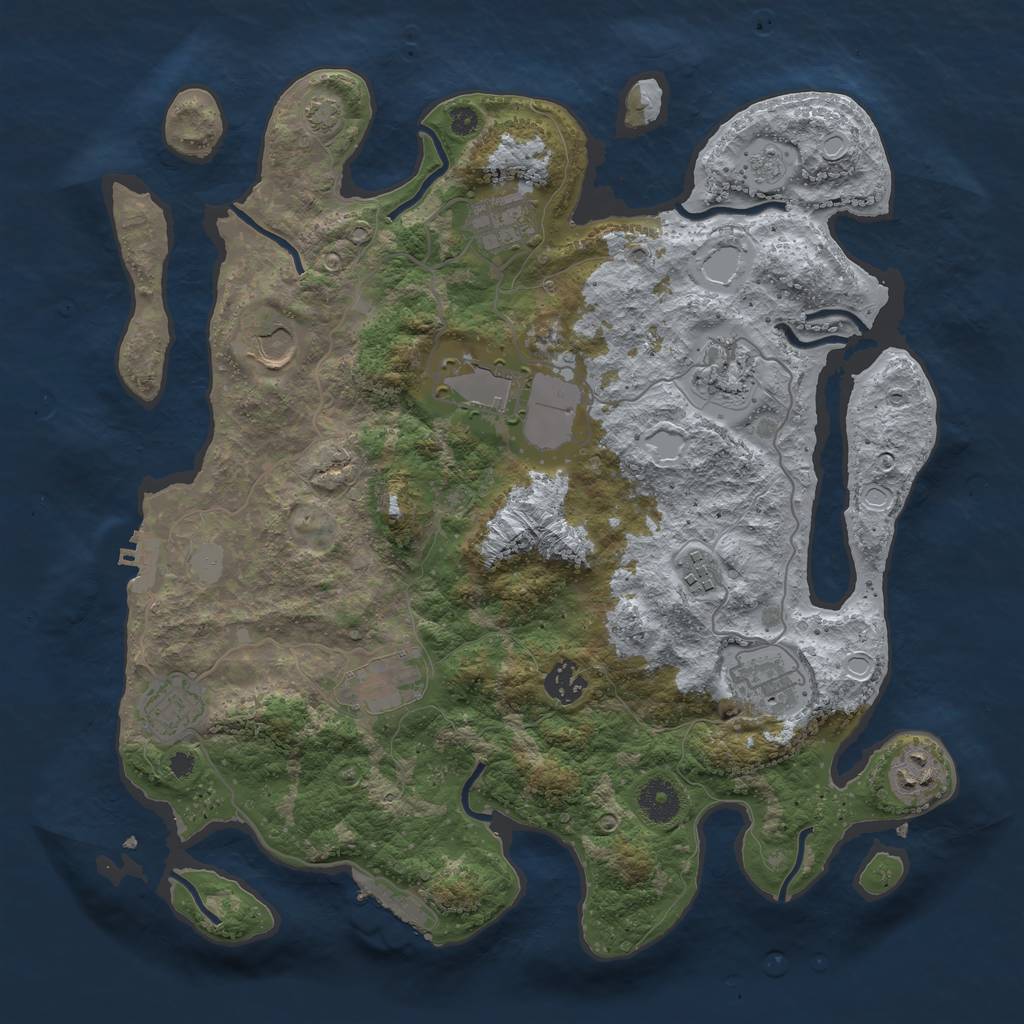 Rust Map: Procedural Map, Size: 3700, Seed: 164048, 17 Monuments