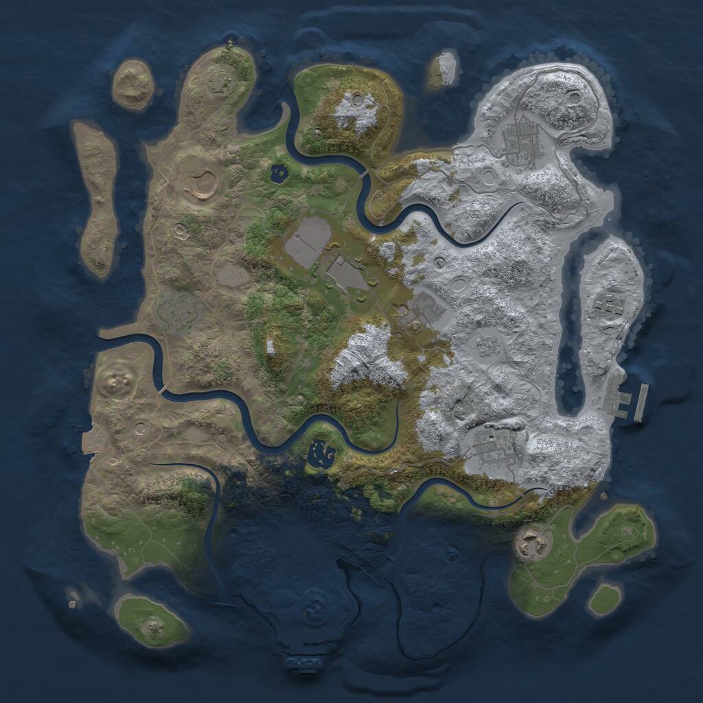 Rust Map: Procedural Map, Size: 3700, Seed: 164048, 15 Monuments