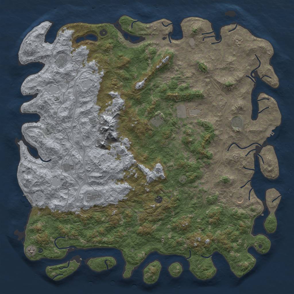 Rust Map: Procedural Map, Size: 6000, Seed: 20230406, 18 Monuments