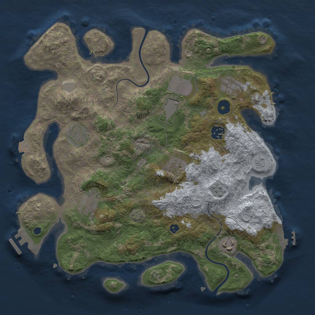 Rust Map: Procedural Map, Size: 3500, Seed: 115427054, 14 Monuments