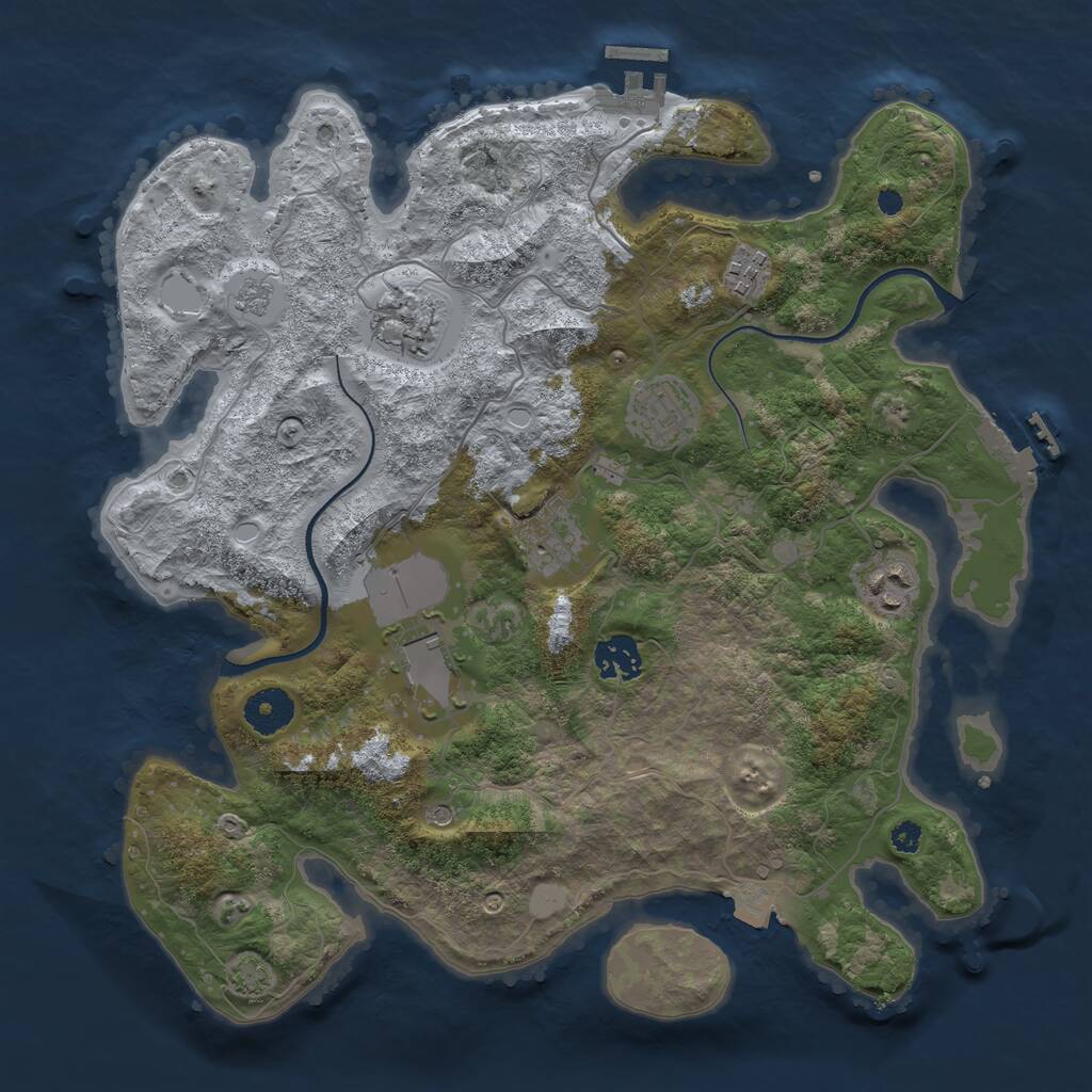 Rust Map: Procedural Map, Size: 3500, Seed: 378256, 13 Monuments