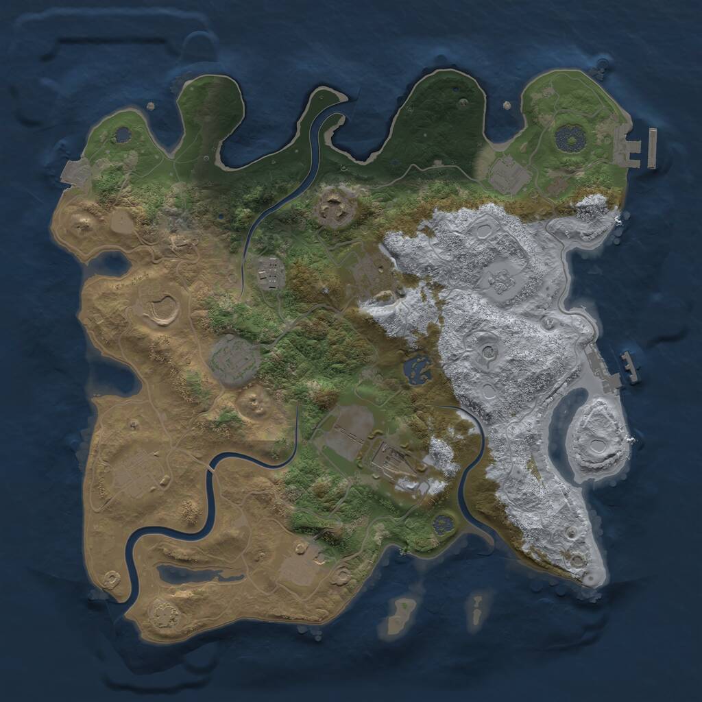Rust Map: Procedural Map, Size: 3500, Seed: 142501, 17 Monuments