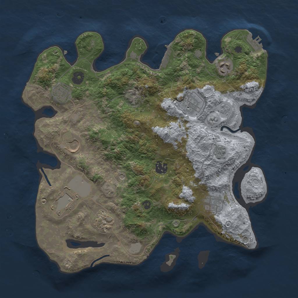 Rust Map: Procedural Map, Size: 3500, Seed: 142501, 16 Monuments