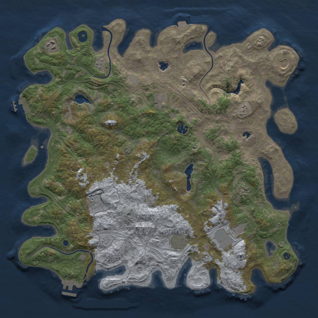 Rust Map: Procedural Map, Size: 4500, Seed: 1910561436, 15 Monuments