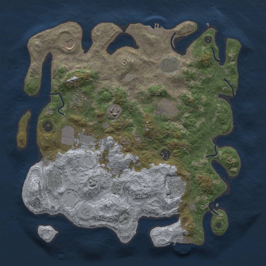 Rust Map: Procedural Map, Size: 3700, Seed: 142522653, 17 Monuments