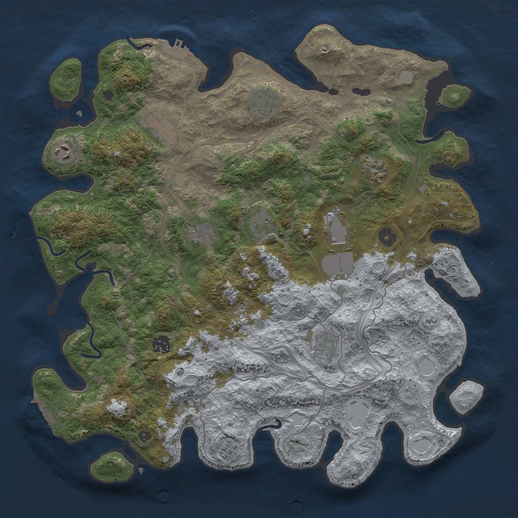 Rust Map: Procedural Map, Size: 4250, Seed: 449257713, 17 Monuments