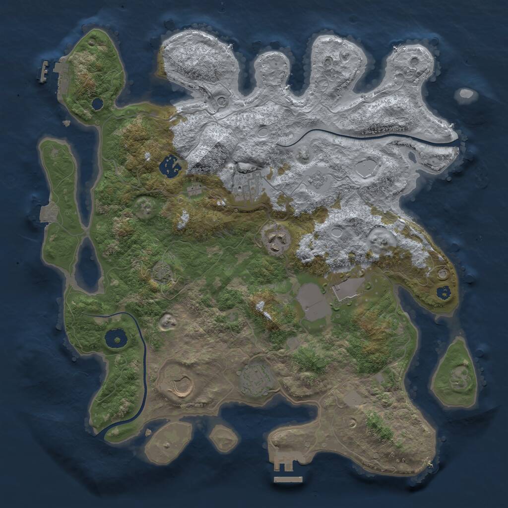 Rust Map: Procedural Map, Size: 3600, Seed: 762, 12 Monuments