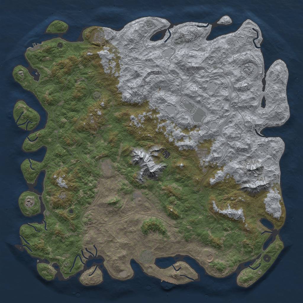 Rust Map: Procedural Map, Size: 6000, Seed: 2101349114, 19 Monuments