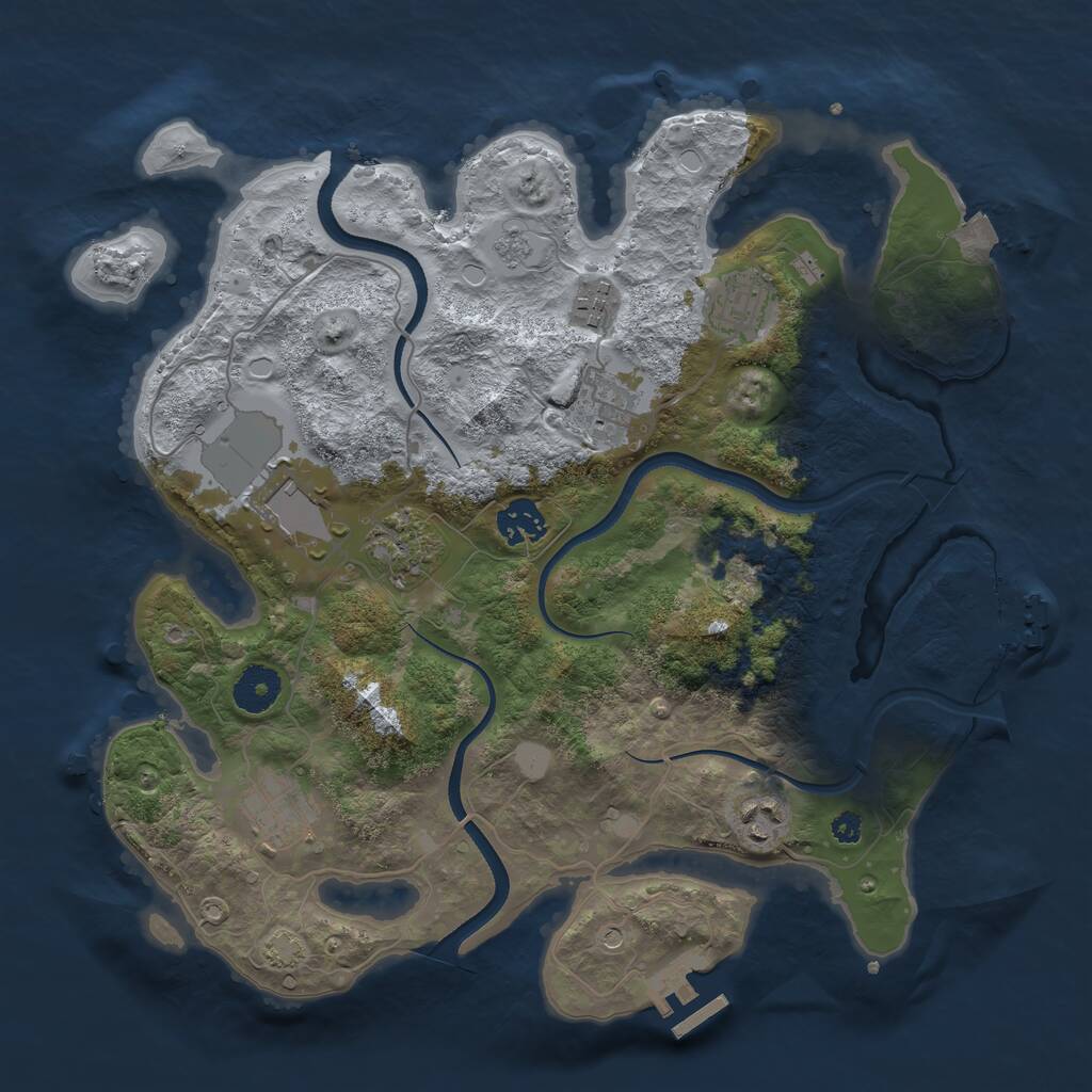 Rust Map: Procedural Map, Size: 3500, Seed: 378575397, 14 Monuments