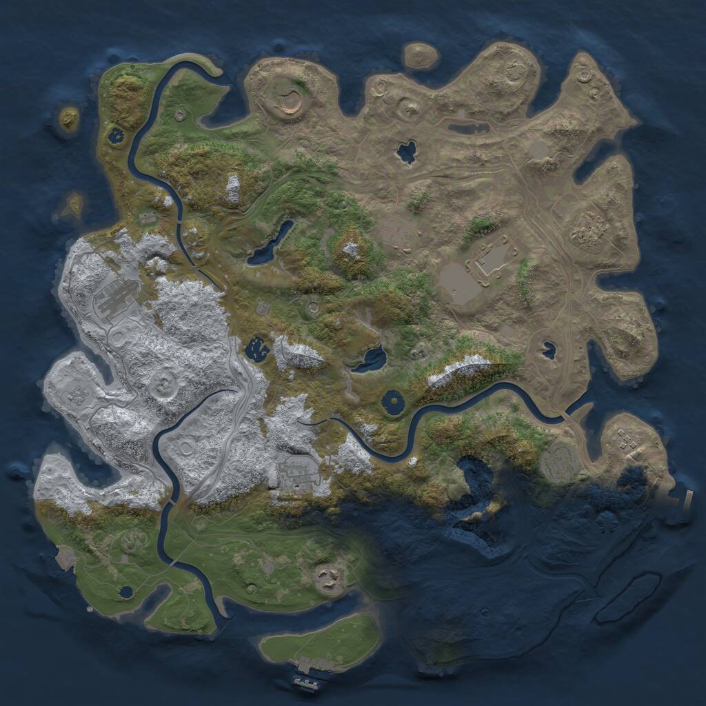 Rust Map: Procedural Map, Size: 4500, Seed: 462023, 16 Monuments