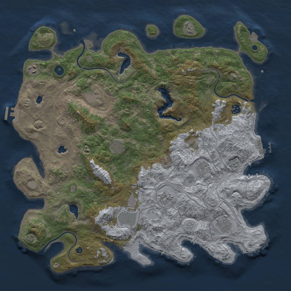 Rust Map: Procedural Map, Size: 4500, Seed: 1233456, 15 Monuments