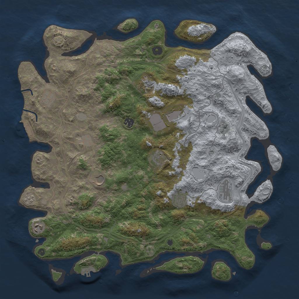 Rust Map: Procedural Map, Size: 4500, Seed: 63931128, 19 Monuments