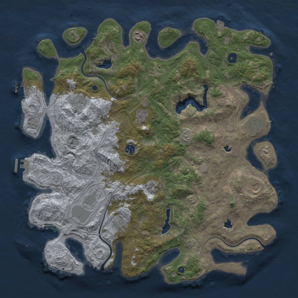 Rust Map: Procedural Map, Size: 4500, Seed: 2100490627, 16 Monuments