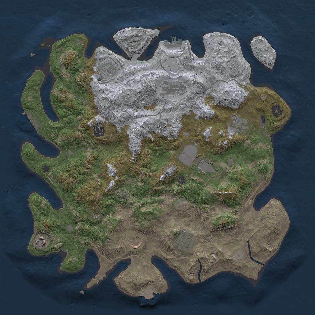 Rust Map: Procedural Map, Size: 4000, Seed: 9857, 17 Monuments