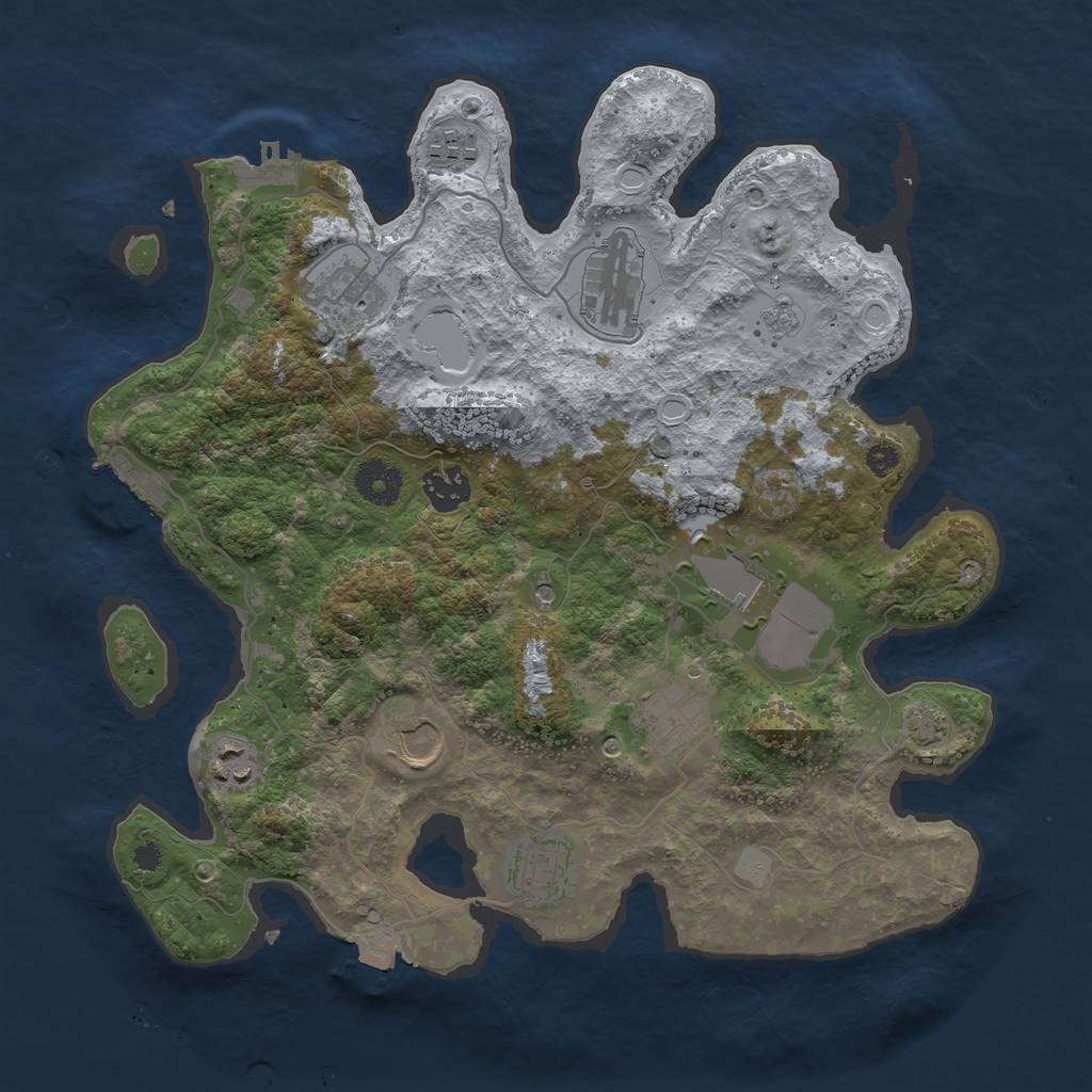 Rust Map: Procedural Map, Size: 3500, Seed: 245958349, 17 Monuments