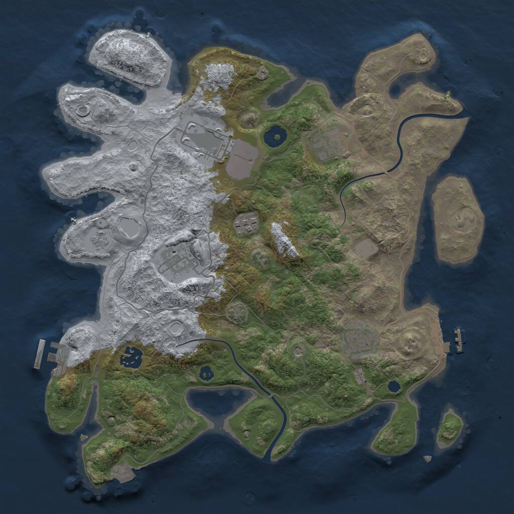 Rust Map: Procedural Map, Size: 3500, Seed: 735876226, 12 Monuments
