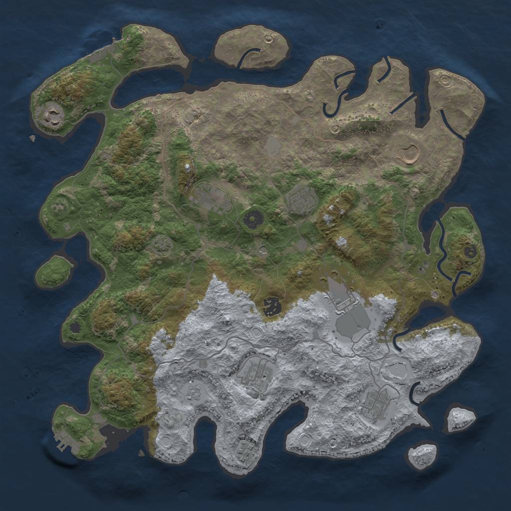 Rust Map: Procedural Map, Size: 4000, Seed: 2134060714, 17 Monuments
