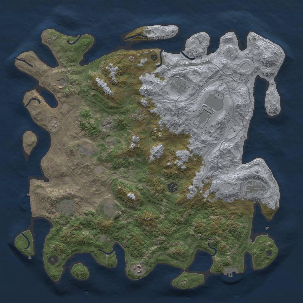 Rust Map: Procedural Map, Size: 4500, Seed: 1577416855, 18 Monuments