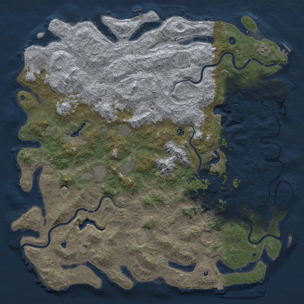 Rust Map: Procedural Map, Size: 6000, Seed: 381484097, 17 Monuments
