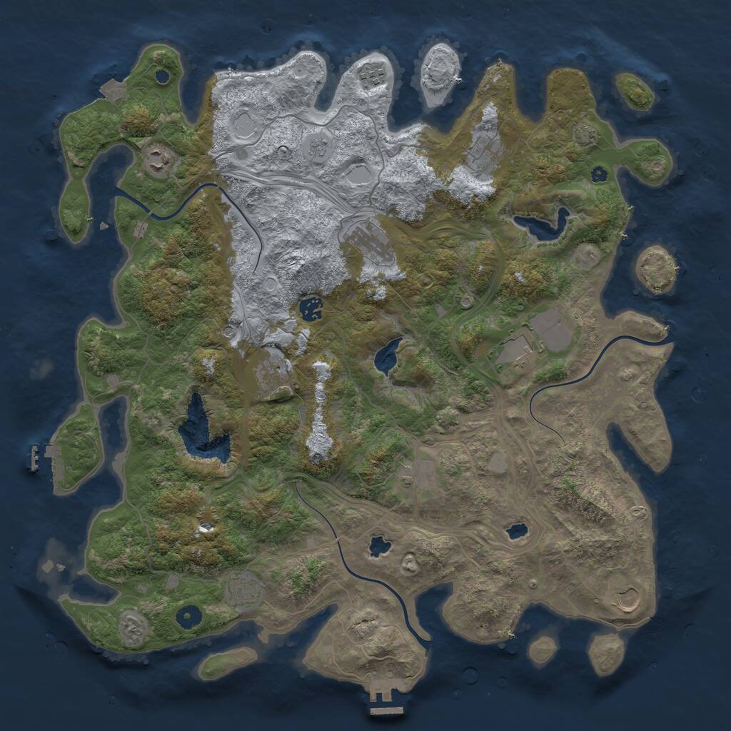 Rust Map: Procedural Map, Size: 4500, Seed: 1219312410, 16 Monuments
