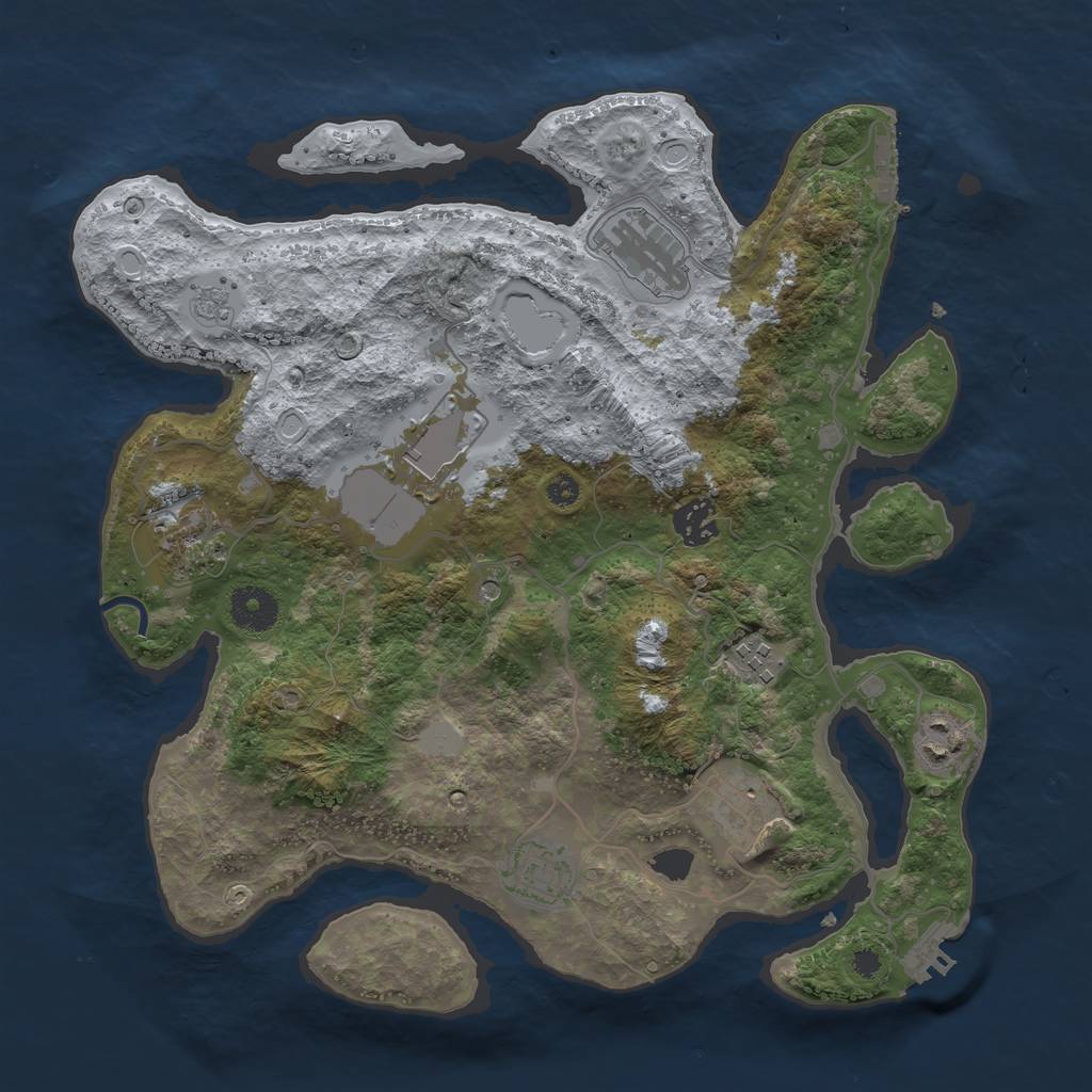 Rust Map: Procedural Map, Size: 3500, Seed: 1028880040, 15 Monuments