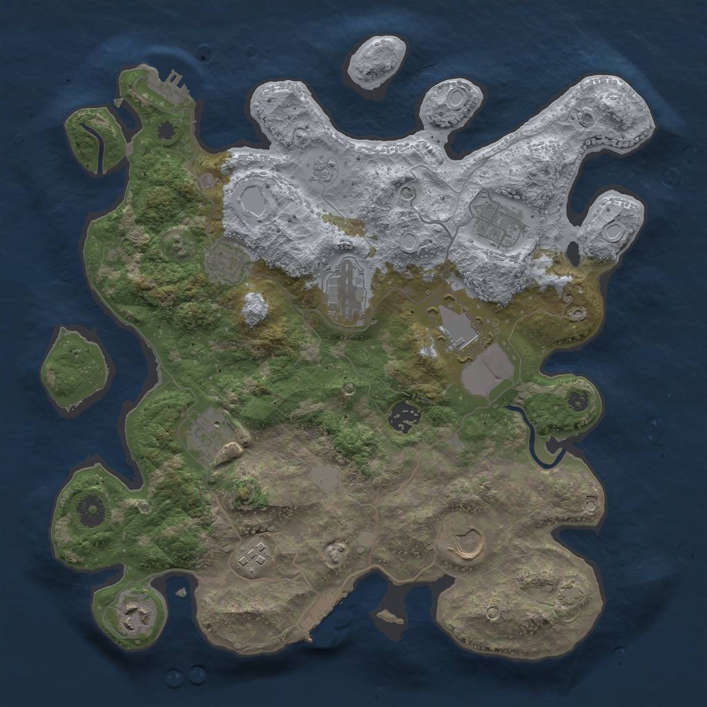 Rust Map: Procedural Map, Size: 3500, Seed: 1723992665, 17 Monuments