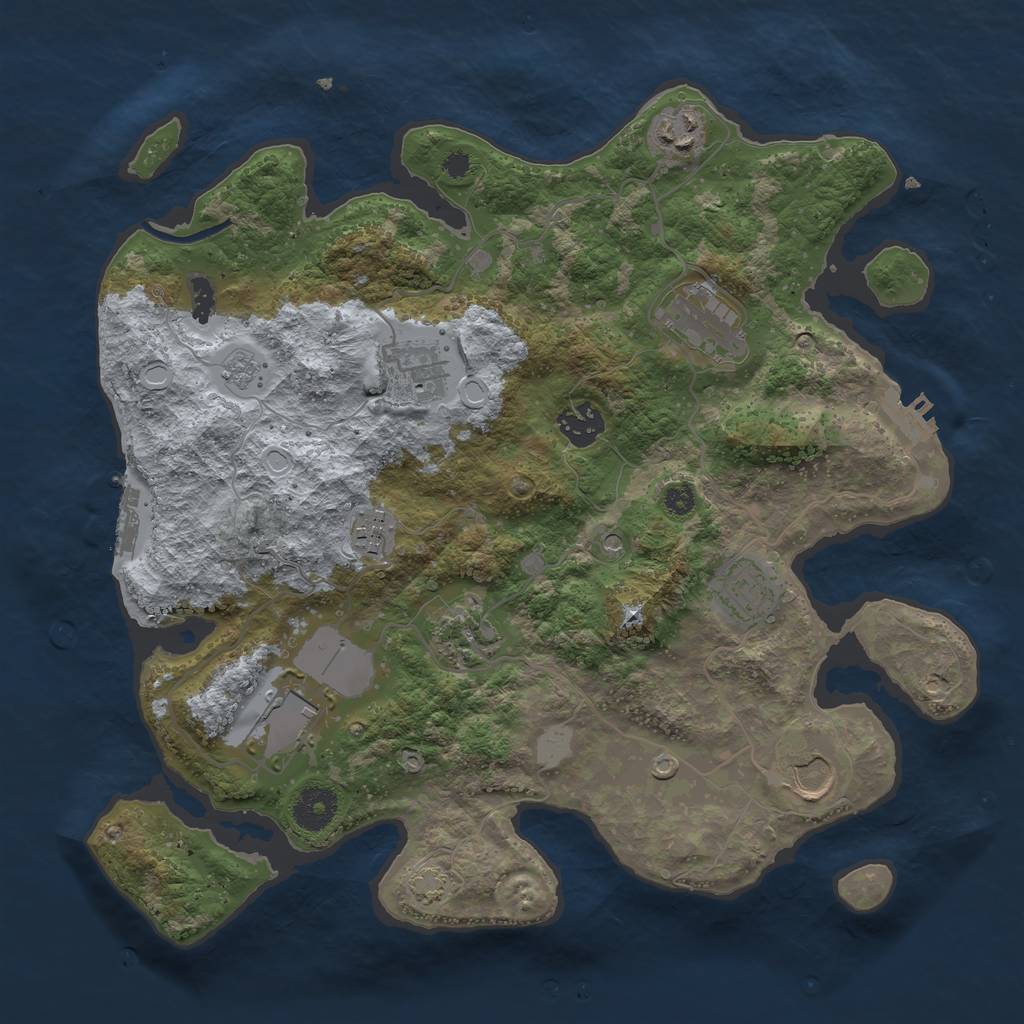 Rust Map: Procedural Map, Size: 3500, Seed: 822121503, 16 Monuments