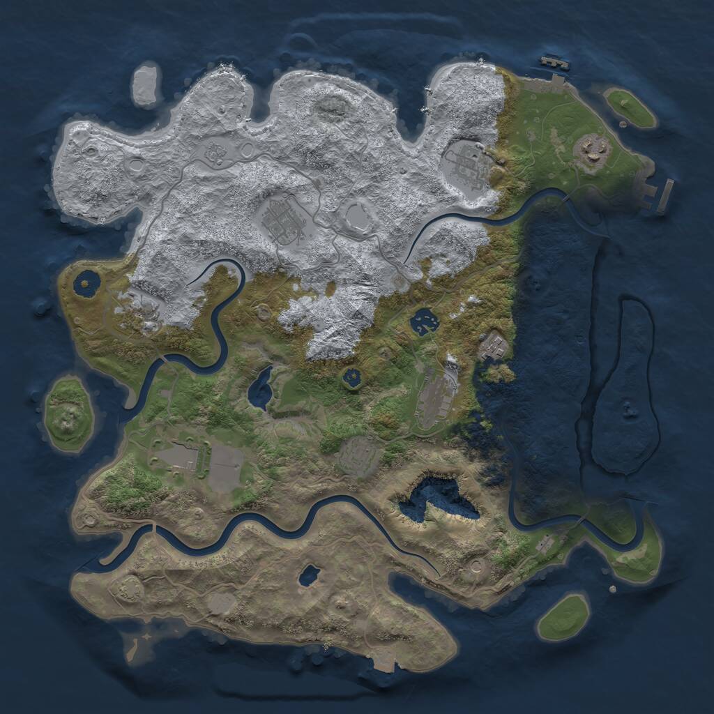 Rust Map: Procedural Map, Size: 4000, Seed: 1113856924, 15 Monuments