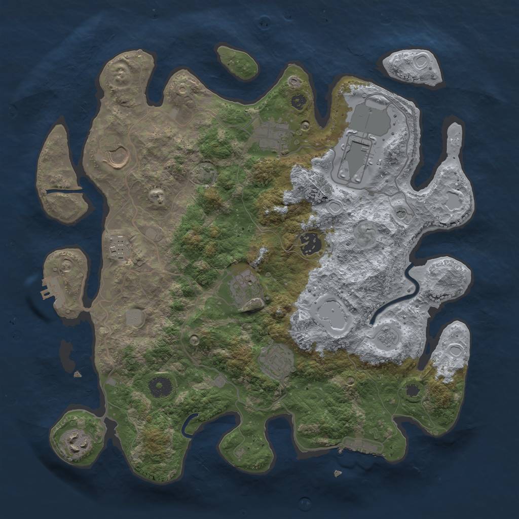Rust Map: Procedural Map, Size: 3500, Seed: 246281619, 16 Monuments