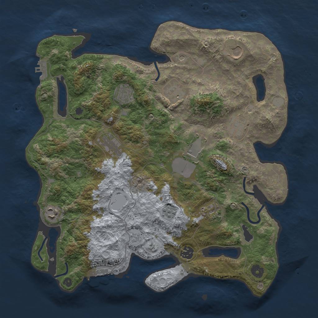 Rust Map: Procedural Map, Size: 3700, Seed: 358735, 17 Monuments