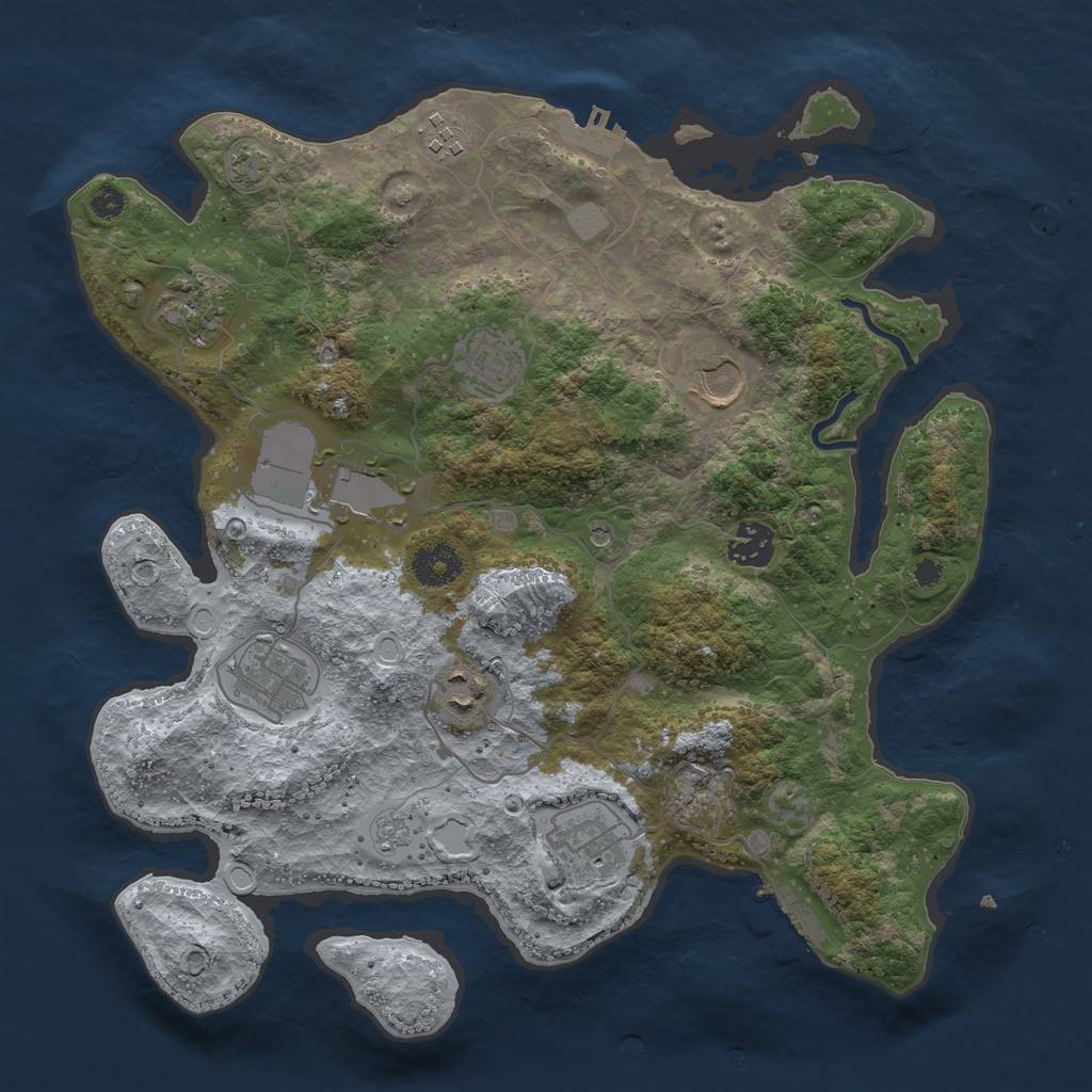 Rust Map: Procedural Map, Size: 3500, Seed: 1756723224, 17 Monuments