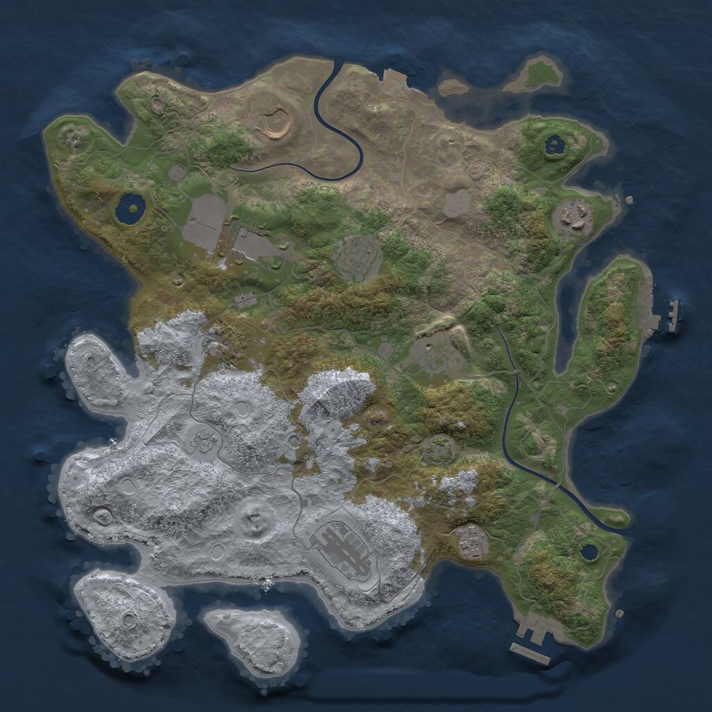 Rust Map: Procedural Map, Size: 3500, Seed: 1756723224, 14 Monuments