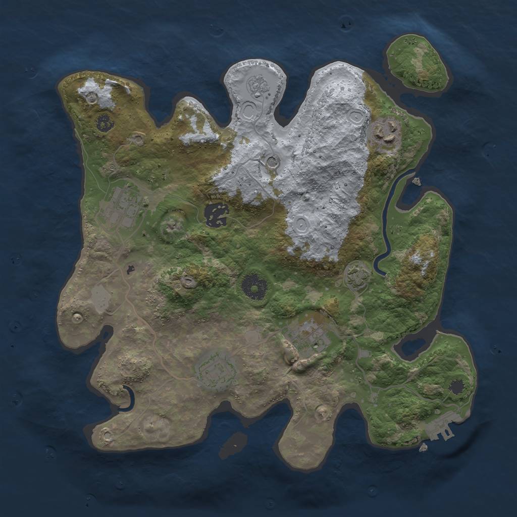 Rust Map: Procedural Map, Size: 3000, Seed: 55401, 12 Monuments
