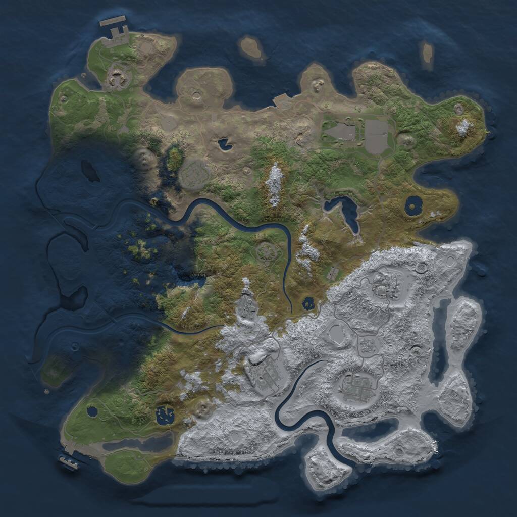 Rust Map: Procedural Map, Size: 4000, Seed: 758254, 14 Monuments