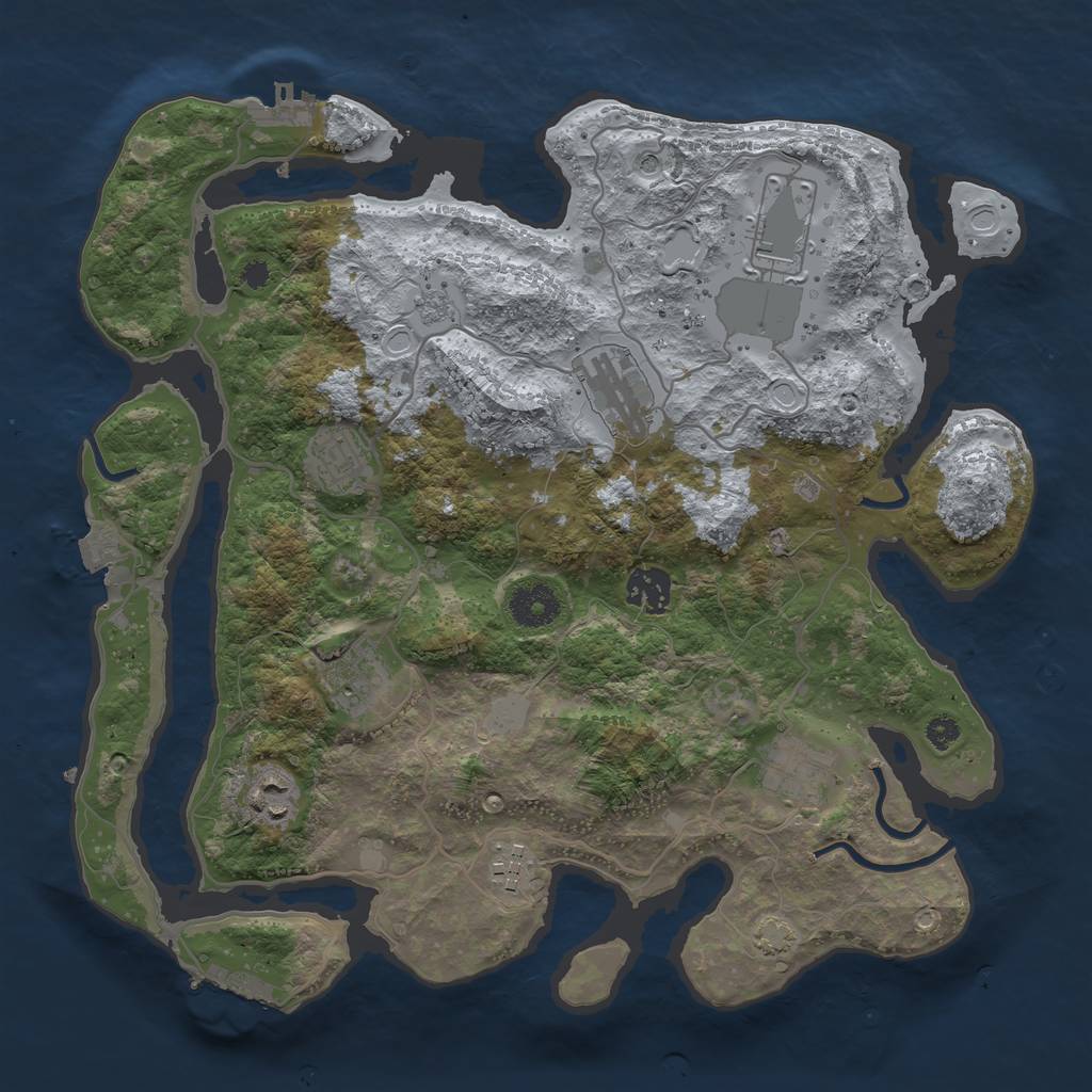 Rust Map: Procedural Map, Size: 3500, Seed: 604, 16 Monuments