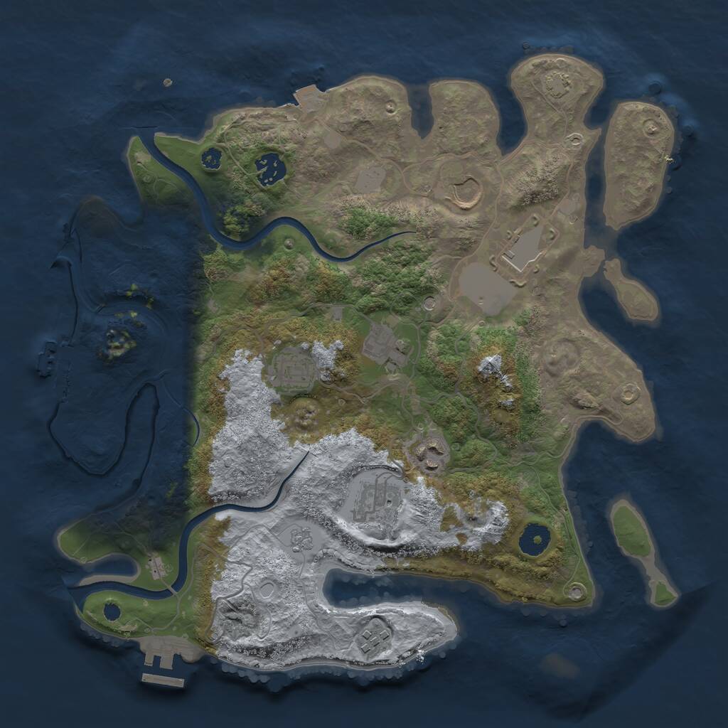 Rust Map: Procedural Map, Size: 3500, Seed: 1030422144, 14 Monuments