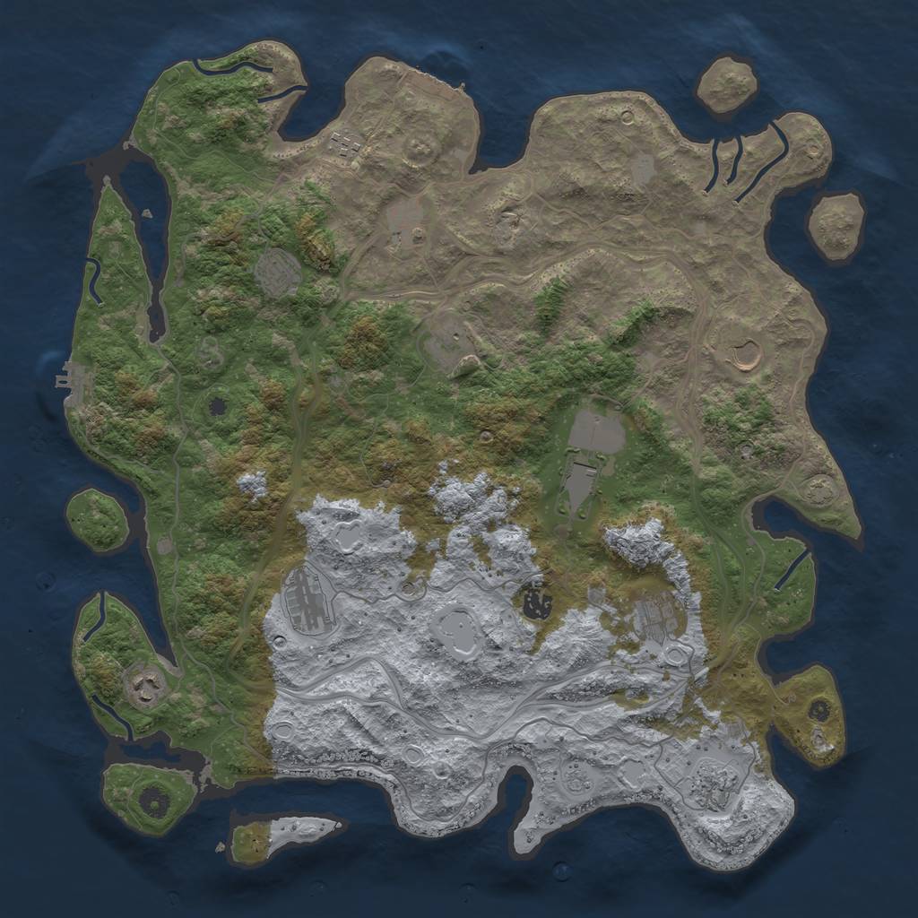 Rust Map: Procedural Map, Size: 4500, Seed: 392362193, 19 Monuments