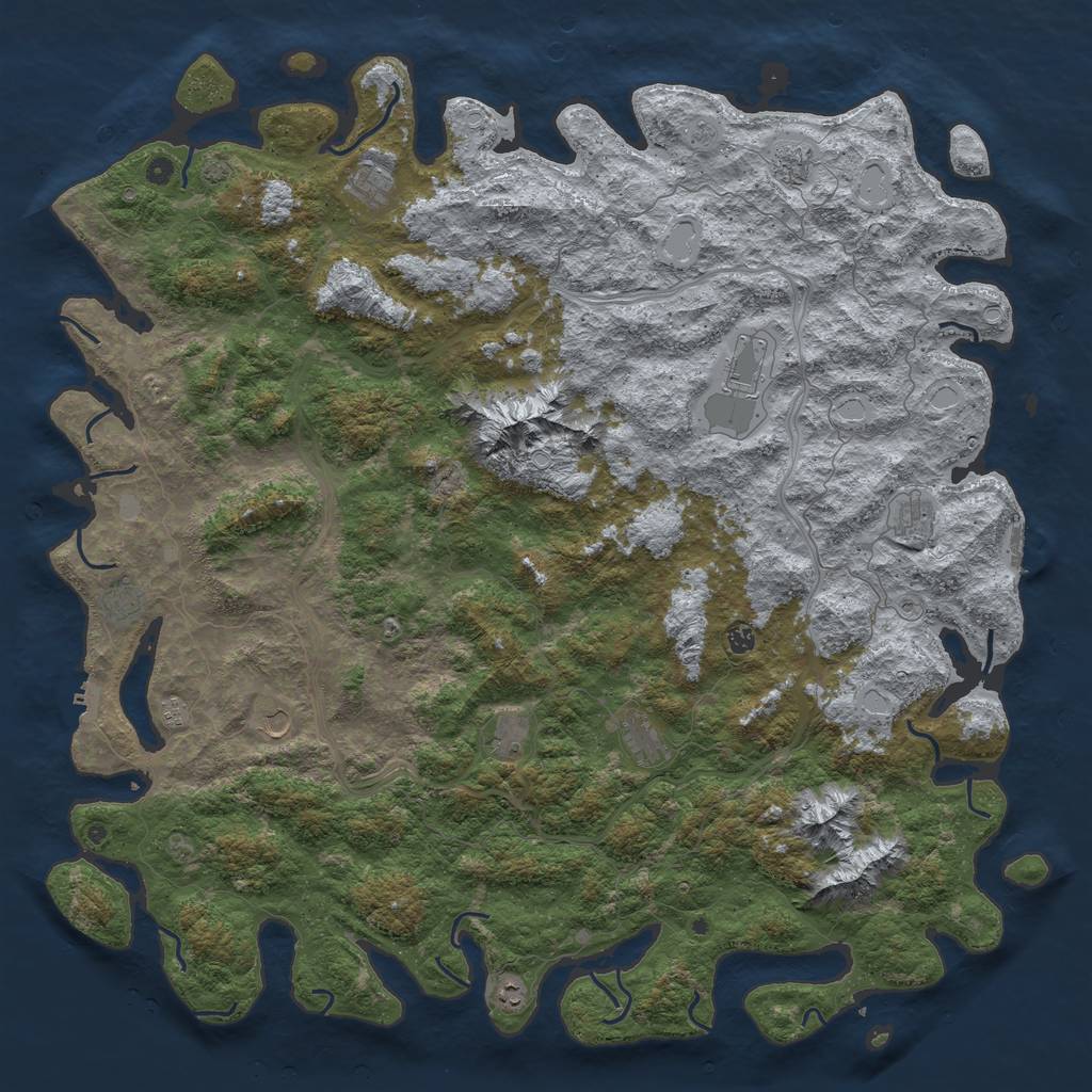 Rust Map: Procedural Map, Size: 6000, Seed: 59943015, 19 Monuments