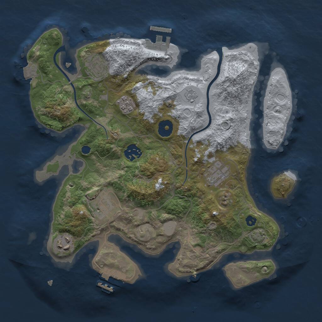 Rust Map: Procedural Map, Size: 3000, Seed: 78134864, 11 Monuments