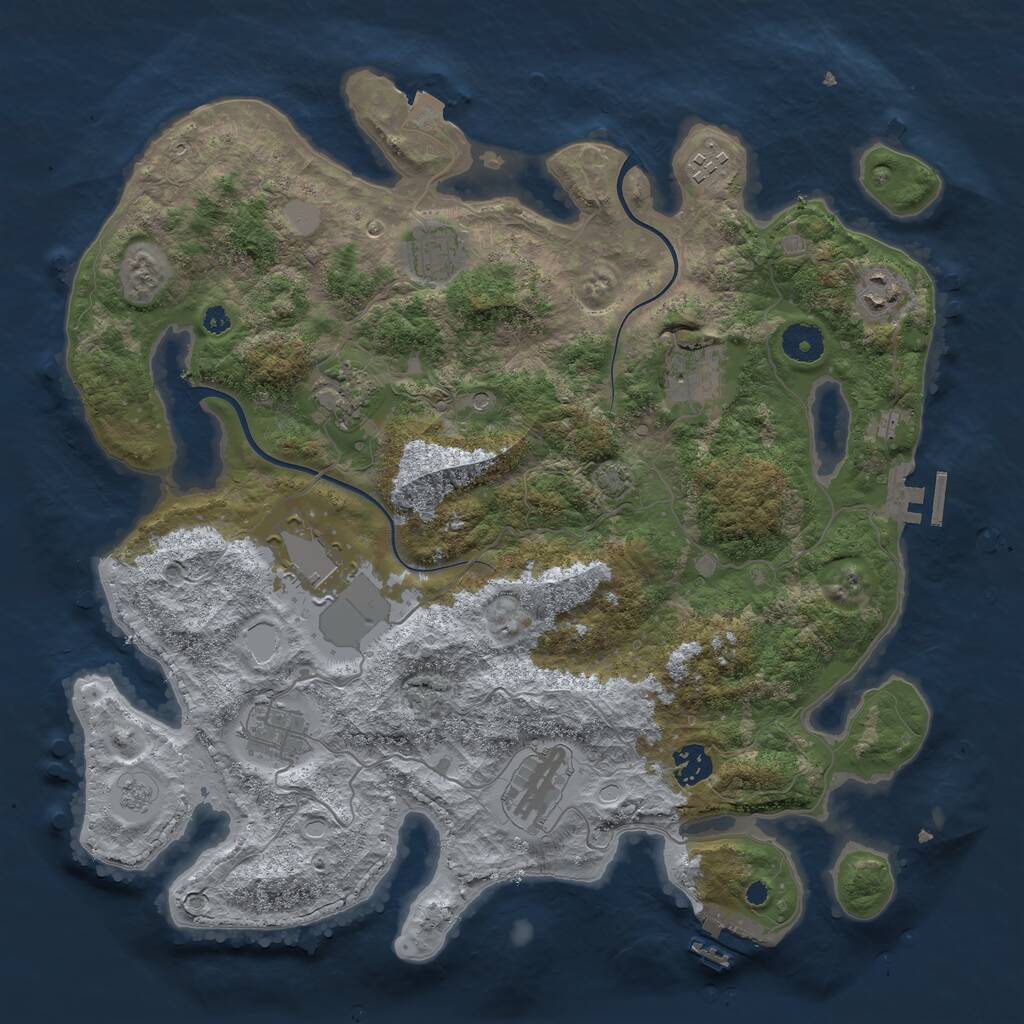 Rust Map: Procedural Map, Size: 3800, Seed: 6042023, 15 Monuments