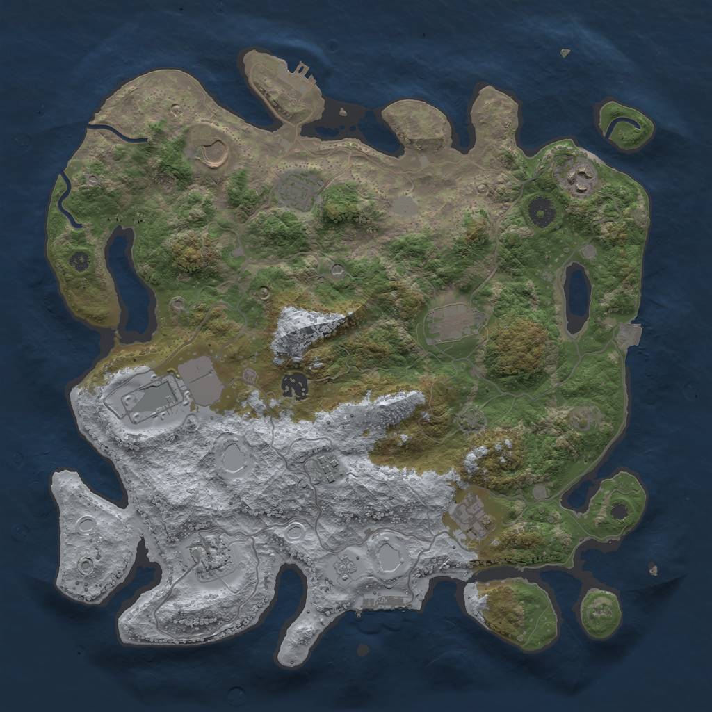 Rust Map: Procedural Map, Size: 3800, Seed: 6042023, 17 Monuments