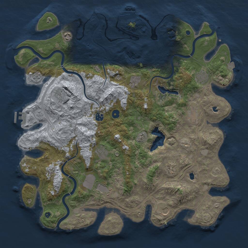 Rust Map: Procedural Map, Size: 4500, Seed: 722658962, 17 Monuments