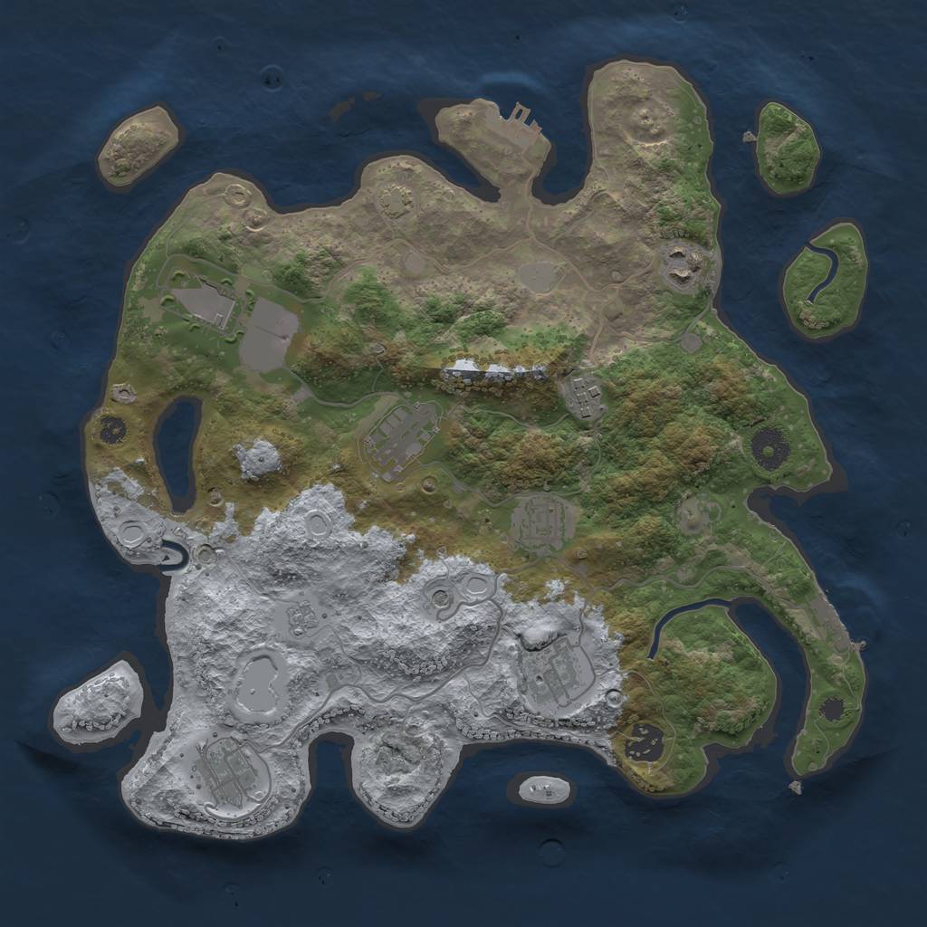 Rust Map: Procedural Map, Size: 3500, Seed: 23040601, 16 Monuments